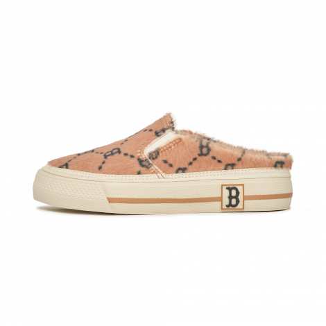 Giày Mlb [KIDS] Mule Fur Diamond Monogram Boston Red Sox "Màu be" 7AMUUM126