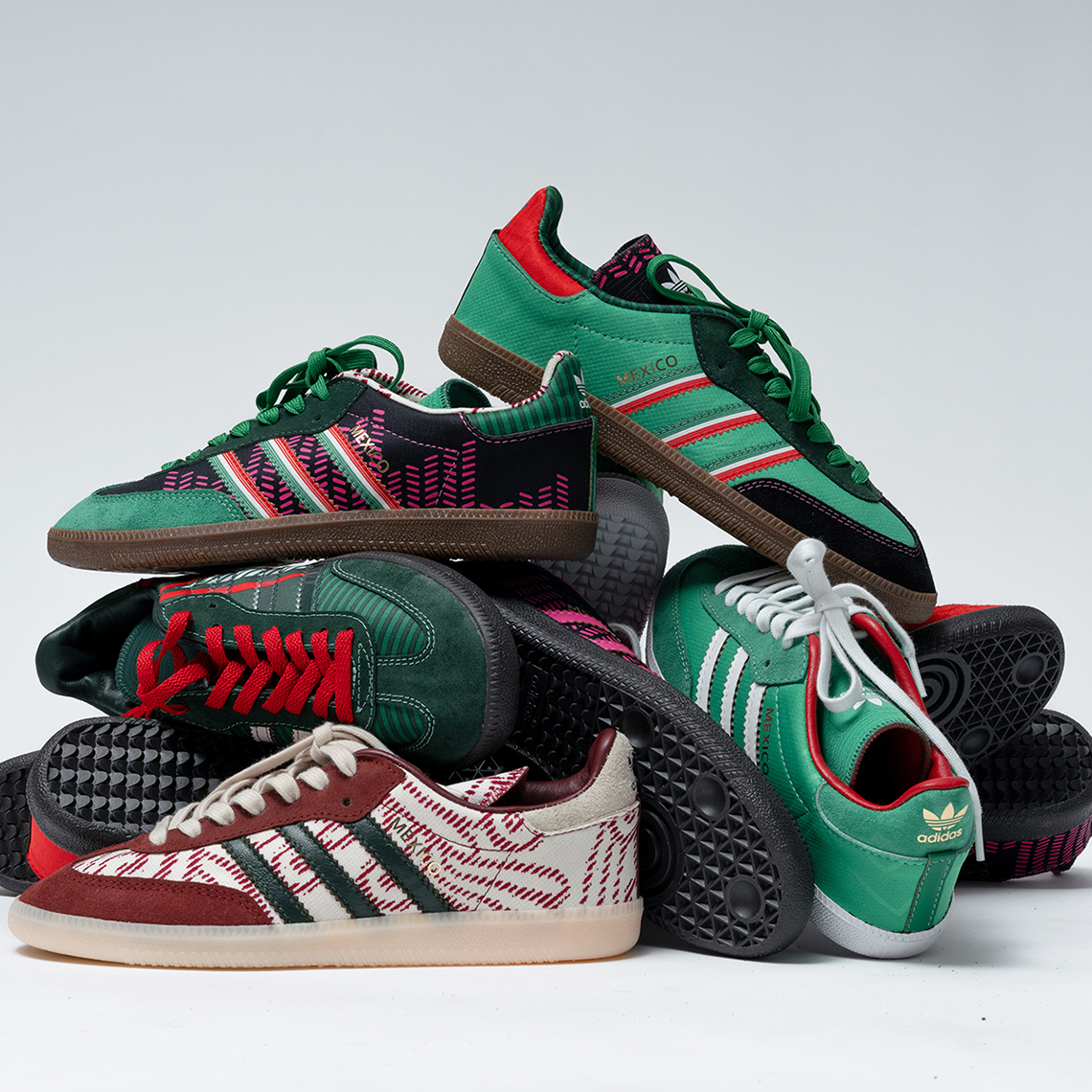 Adidas thủ công sambas có một không hai được lấy cảm hứng từ áo bóng đá Mexico - 3