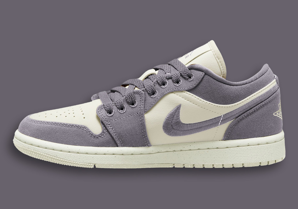 Air Jordan 1 Low SE Canvas có lớp hoàn thiện màu xám thép nhạt - 2