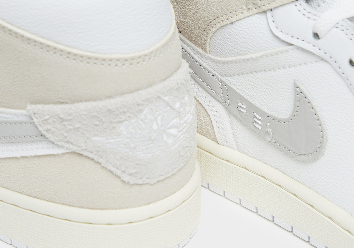 Air Jordan 1 Mid Craft trắng tinh khôi với thiết kế chất liệu đặc biệt - 6