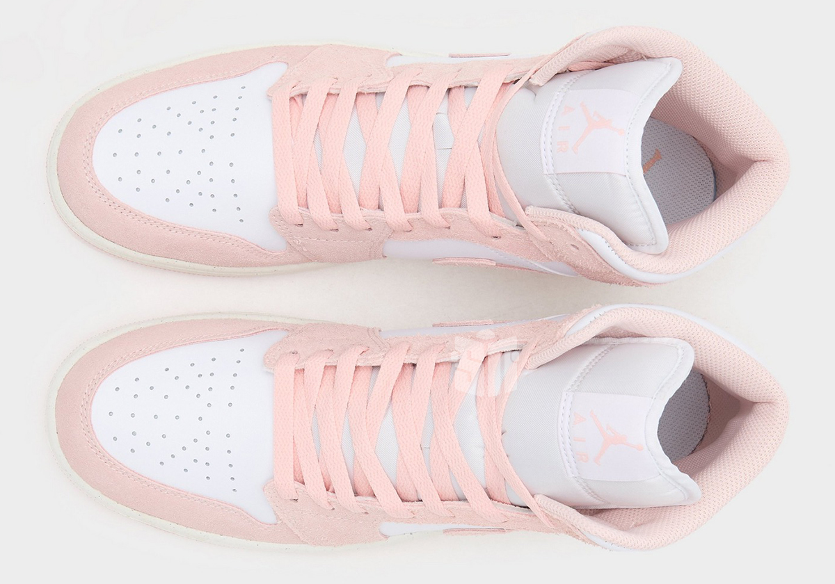 Air Jordan 1 Mid 'Trắng/Hồng Nhạt': Màu sắc và vật liệu mới! - 7