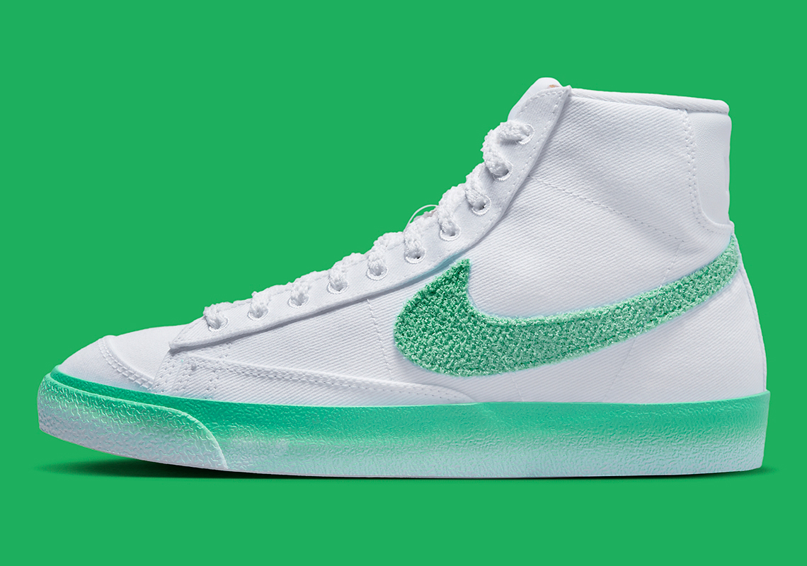 Bộ sưu tập Airbrush của Nike Blazer Mid với màu trắng và xanh lá cây - 1