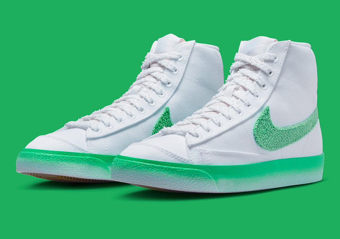 Bộ sưu tập Airbrush của Nike Blazer Mid với màu trắng và xanh lá cây - 2