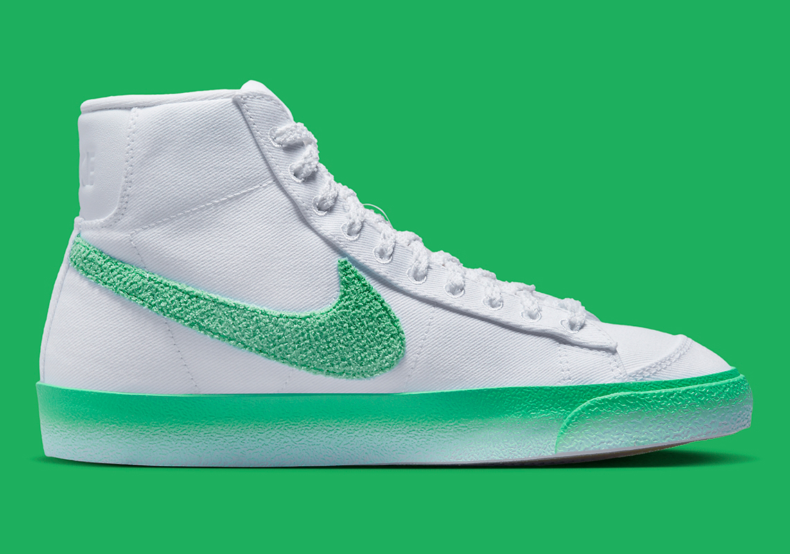 Bộ sưu tập Airbrush của Nike Blazer Mid với màu trắng và xanh lá cây - 3