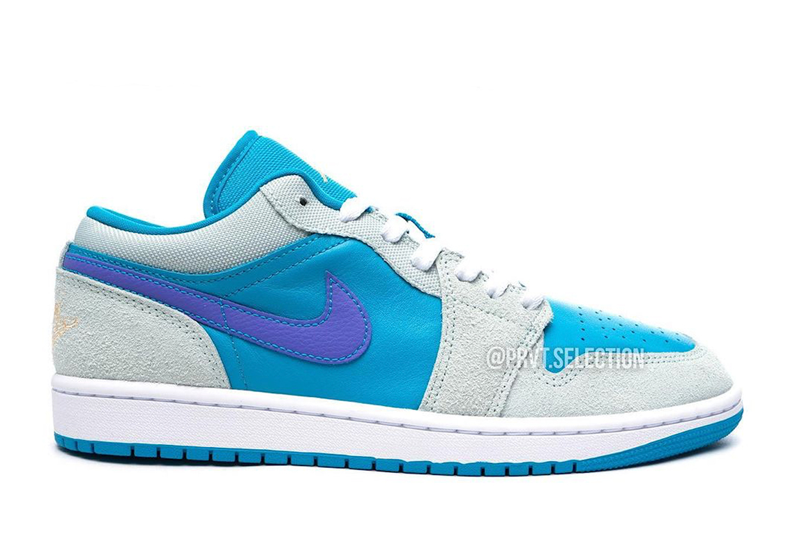 Cặp màu lục lam và tím cho một chiếc Air Jordan 1 Low - 2