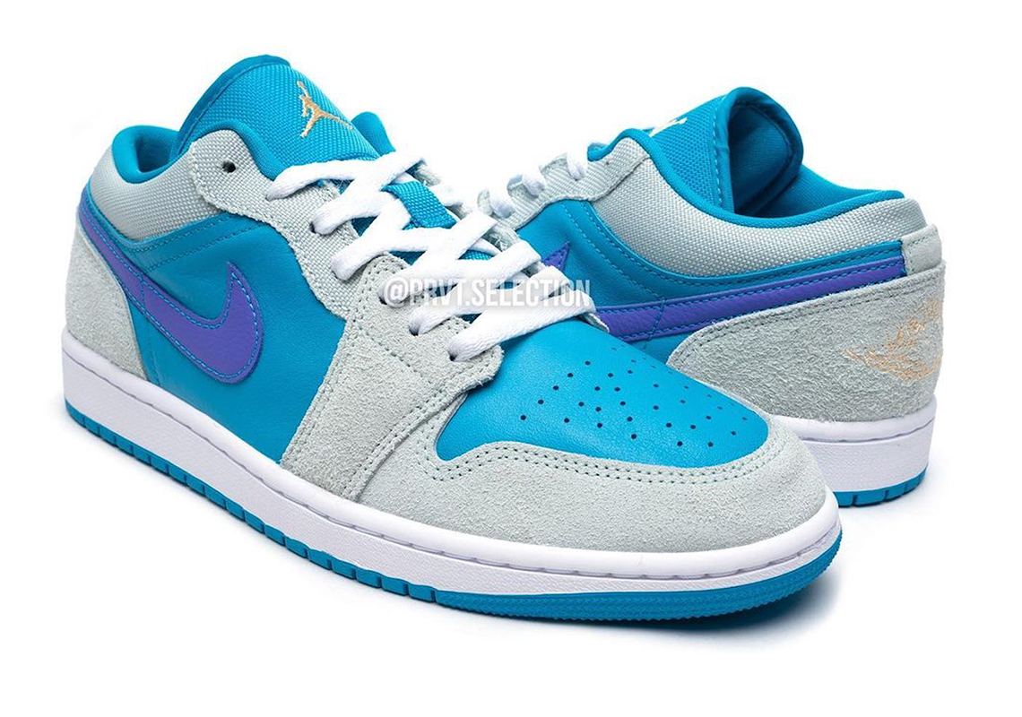 Cặp màu lục lam và tím cho một chiếc Air Jordan 1 Low - 4