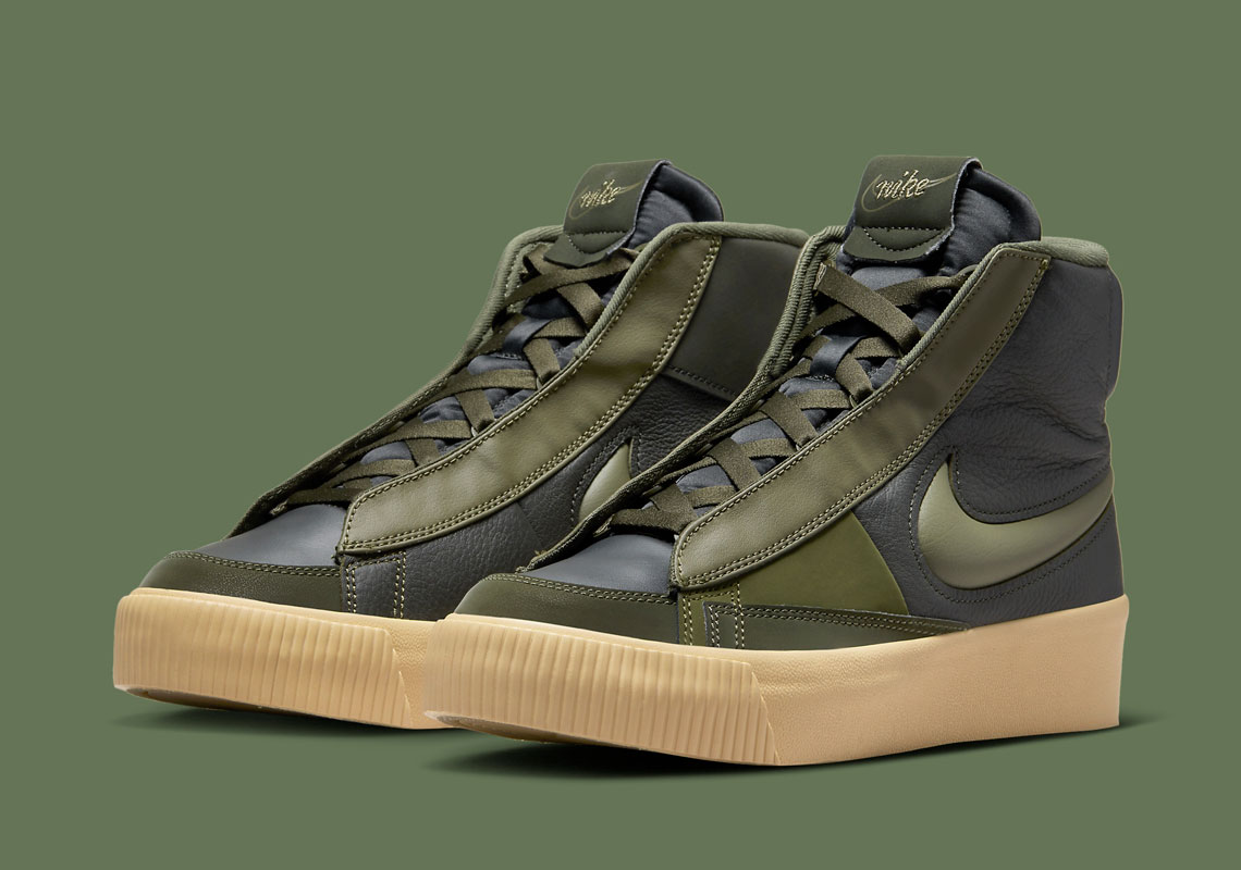 Chất liệu cao cấp hồi sinh lại đôi giày cho  nữ Nike Blazer Mid Victory "Olive"