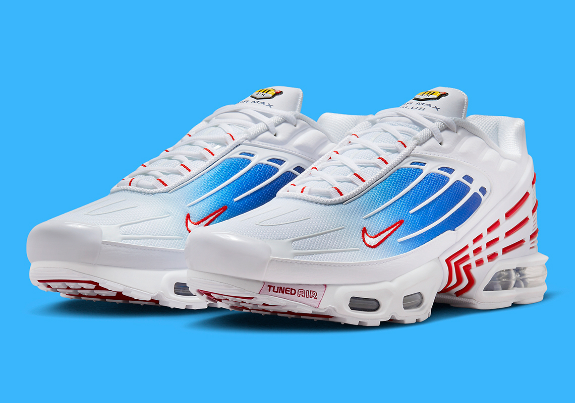 Dải màu xanh sống động tạo ra chủ đề Hoa Kỳ trên Nike Air Max Plus 3 - 1