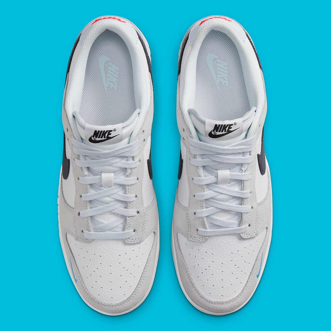 Dấu móc nhỏ màu xanh làm sinh động Nike Dunk Low chủ yếu là màu xám này - 4