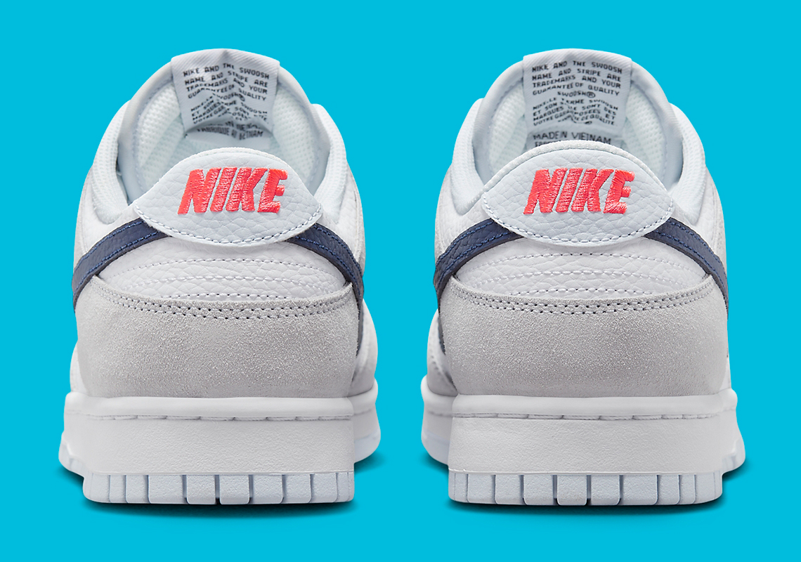 Dấu móc nhỏ màu xanh làm sinh động Nike Dunk Low chủ yếu là màu xám này - 5