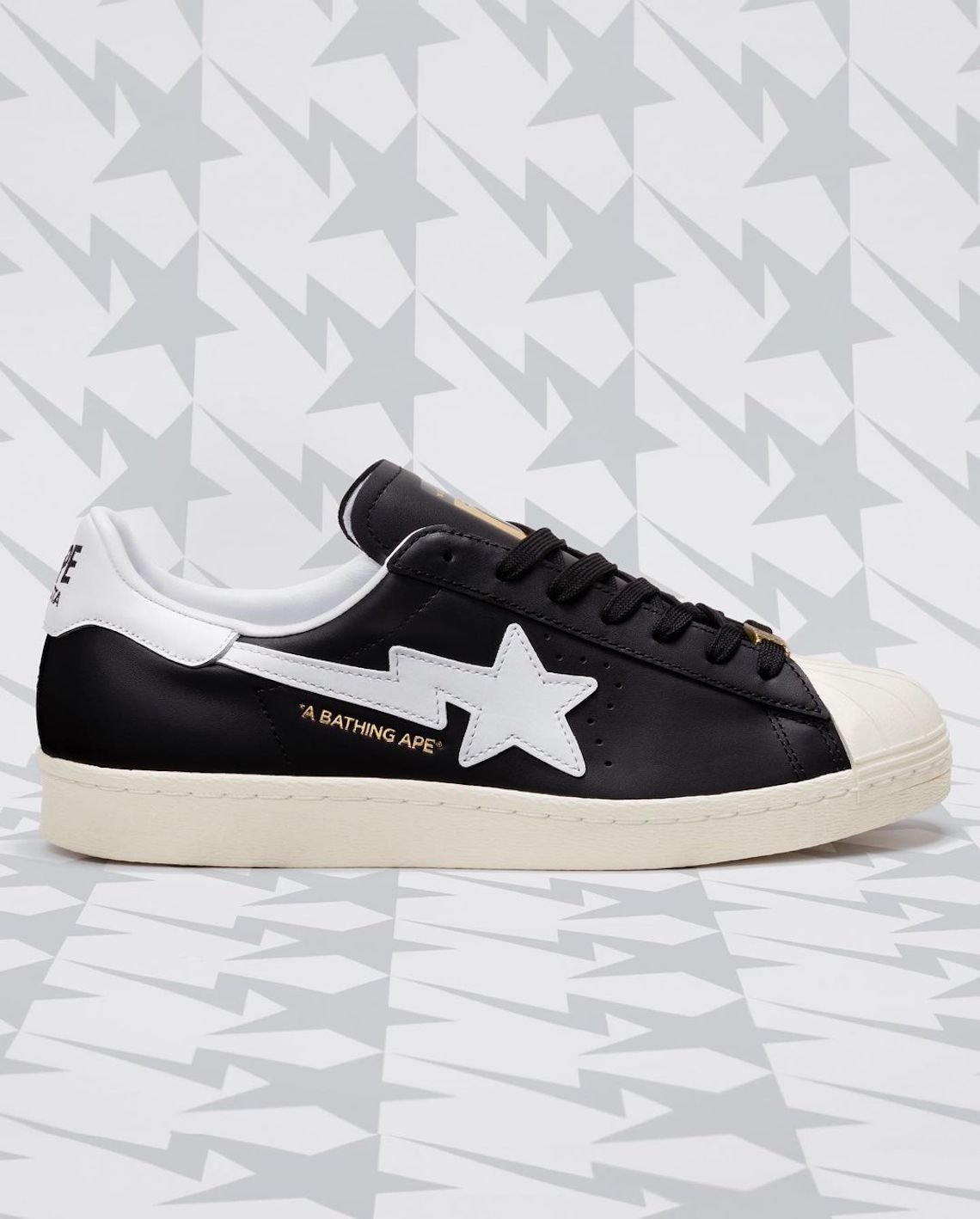Đôi giày sneaker A BATHING APE® x adidas Superstar Black/White - 4
