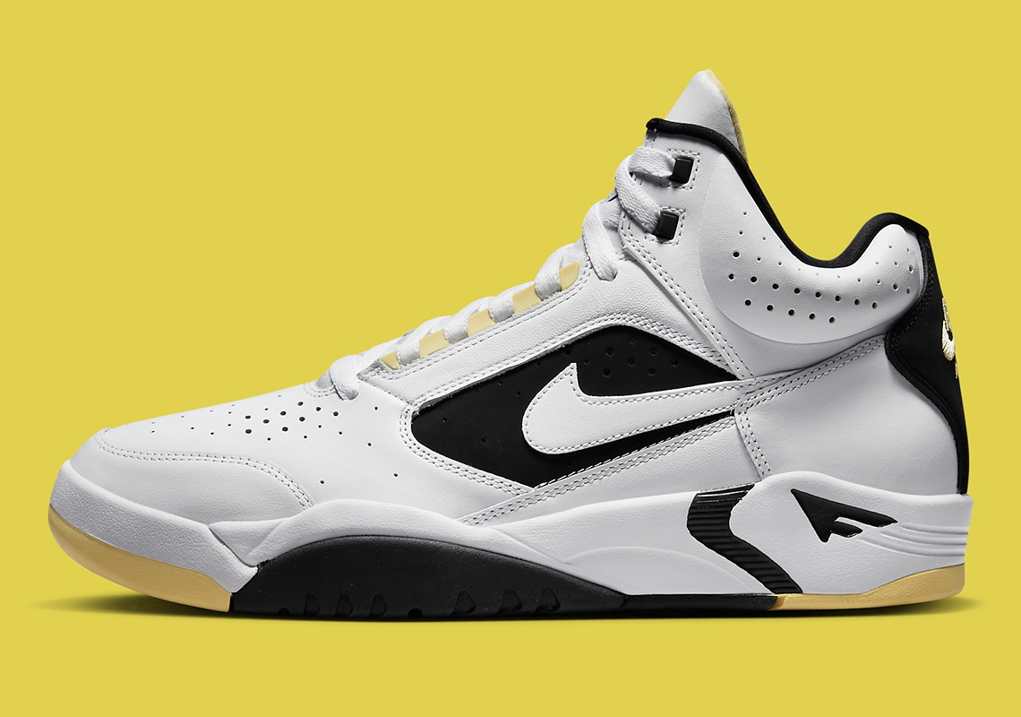 Đôi giày sneaker Nike Air Flight Lite Mid White/Lemon màu trắng và một số họa tiết đen - 2