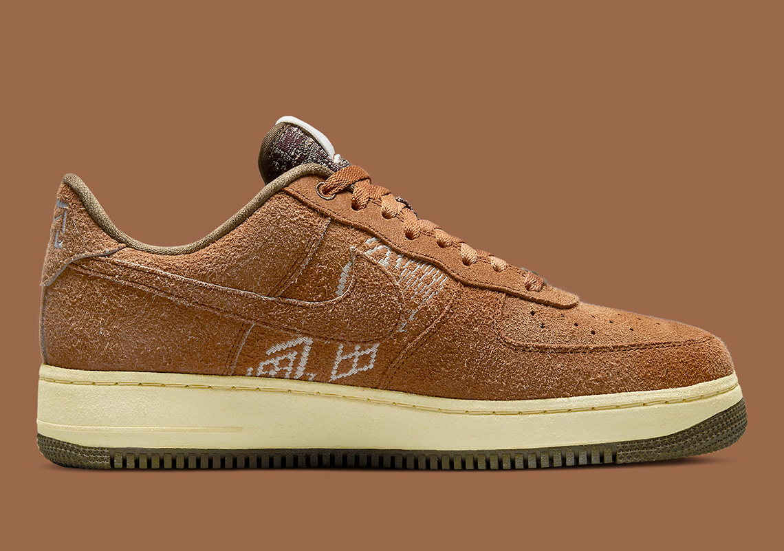 Đôi giày sneaker Nike Air Force 1 NAI-KE với màu nâu - 3