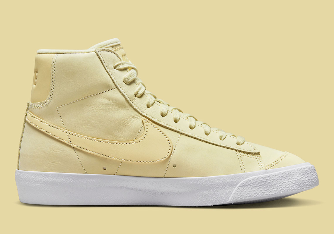 Đôi giày sneaker Nike Blazer Mid với chất liệu da màu vàng chanh - 3