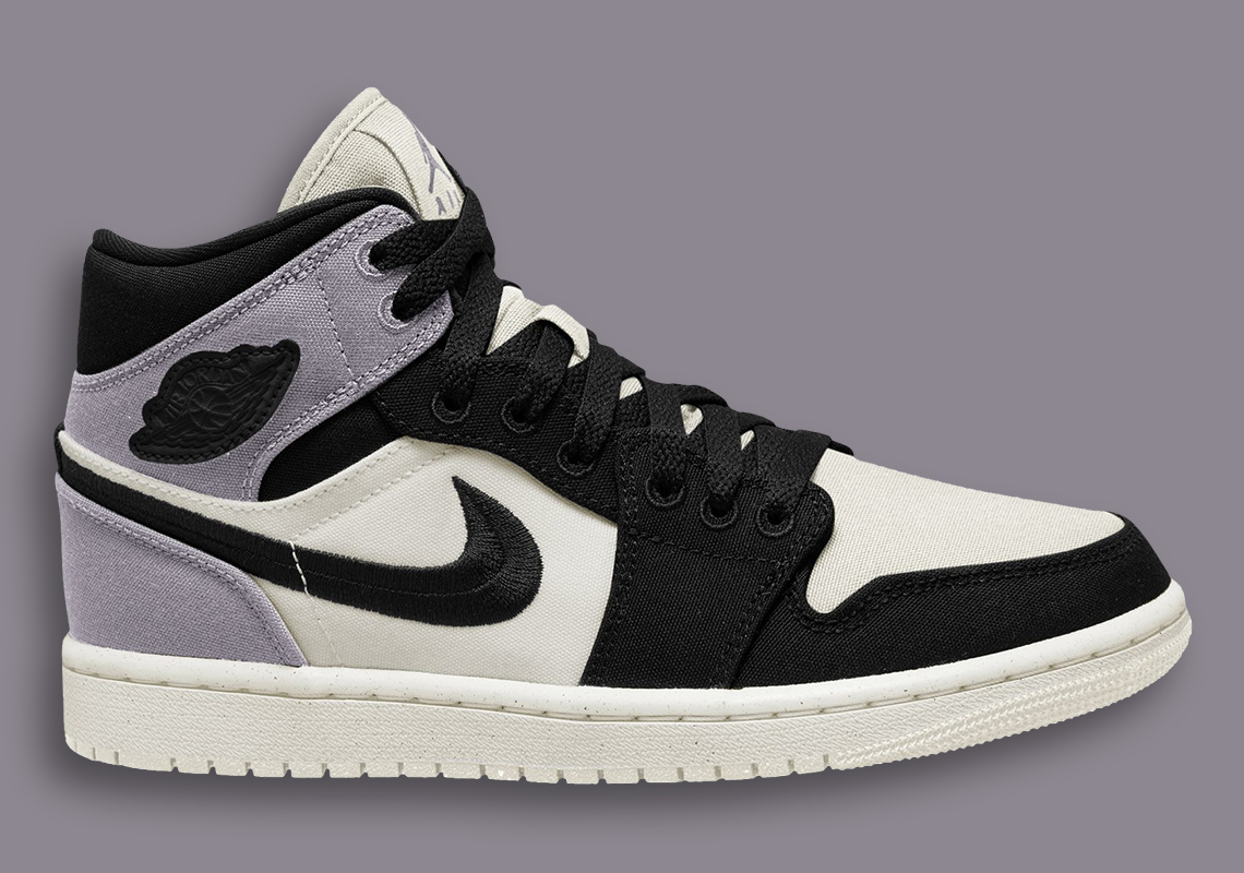 Đôi giày thể thao Air Jordan 1 Mid SE Canvas với màu tím nhạt - 1