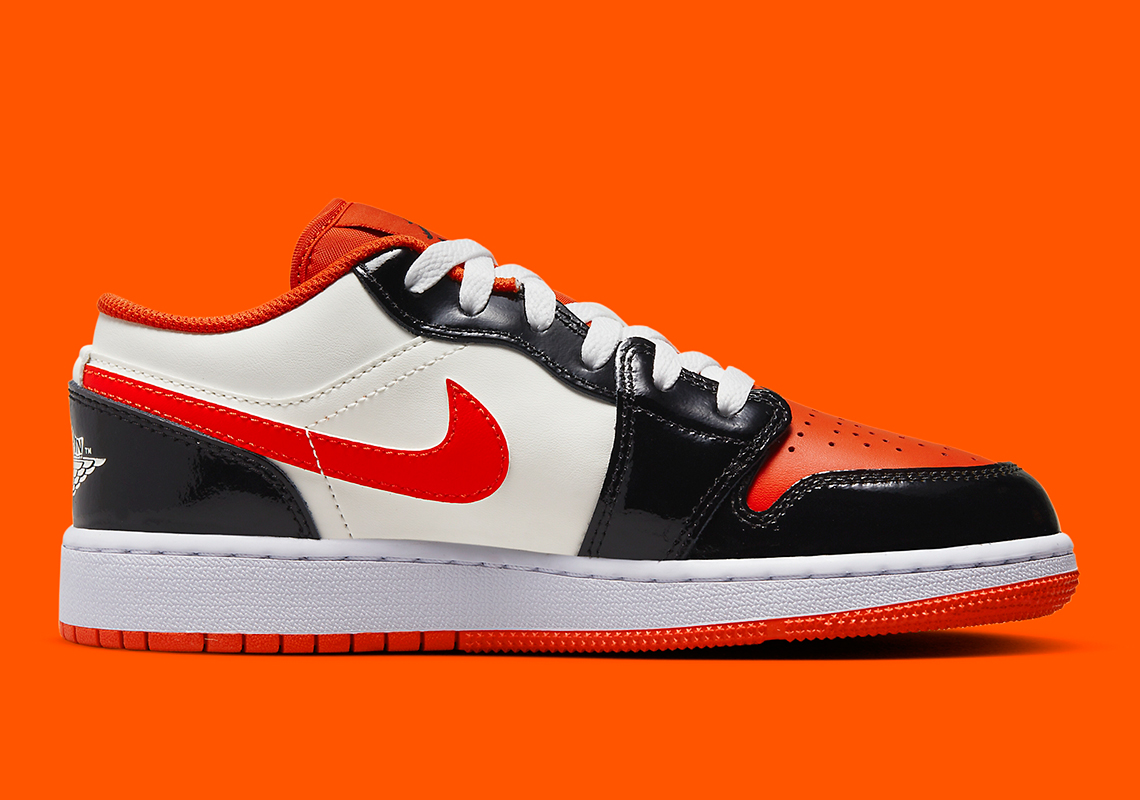 Đôi giày trẻ em Air Jordan 1 Low này được phối màu sắc phù hợp cho lễ hội Halloween - 3