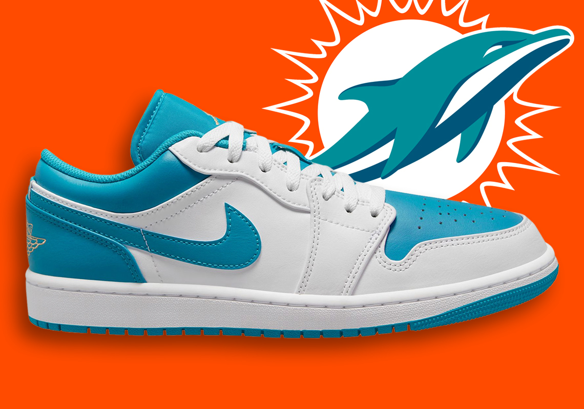 Đội Miami Dolphins xếp hàng trên chiếc Air Jordan 1 Low này