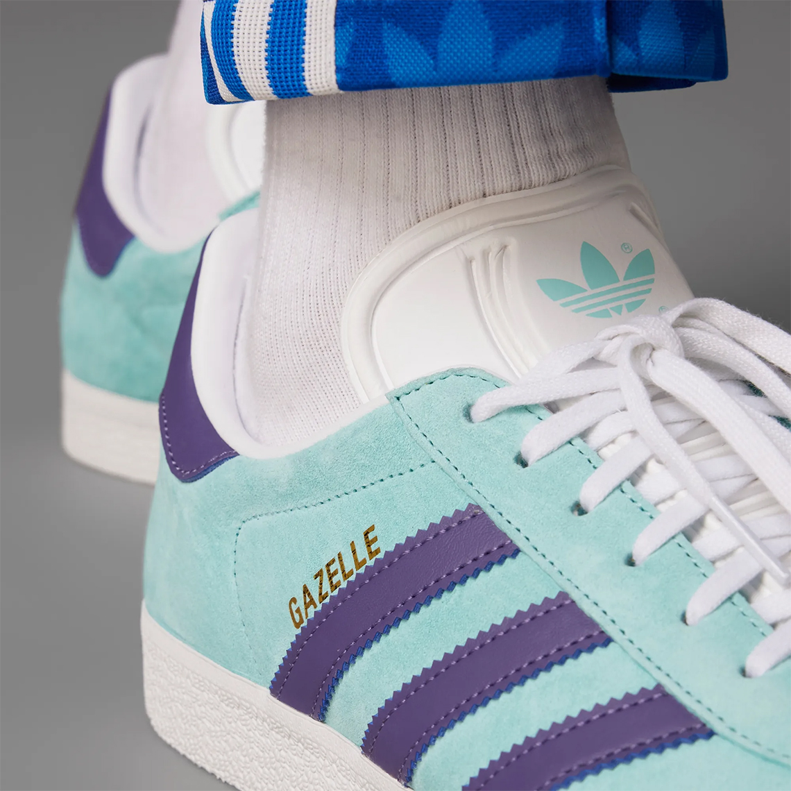 Giày adidas Gazelle Clear Aqua/Tech Purple được sản xuất theo mẫu của năm 1991 - 4