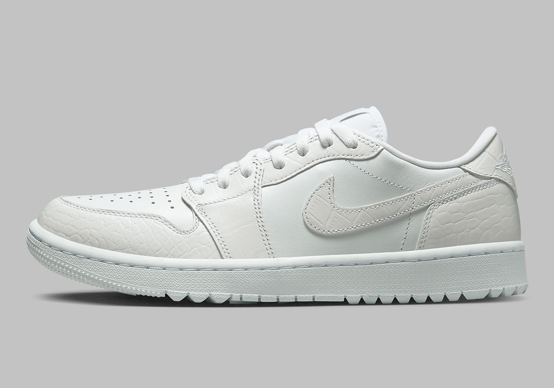 Giày Air Jordan 1 Low Golf có chất liệu da cá sấu trắng sắc nét - 2