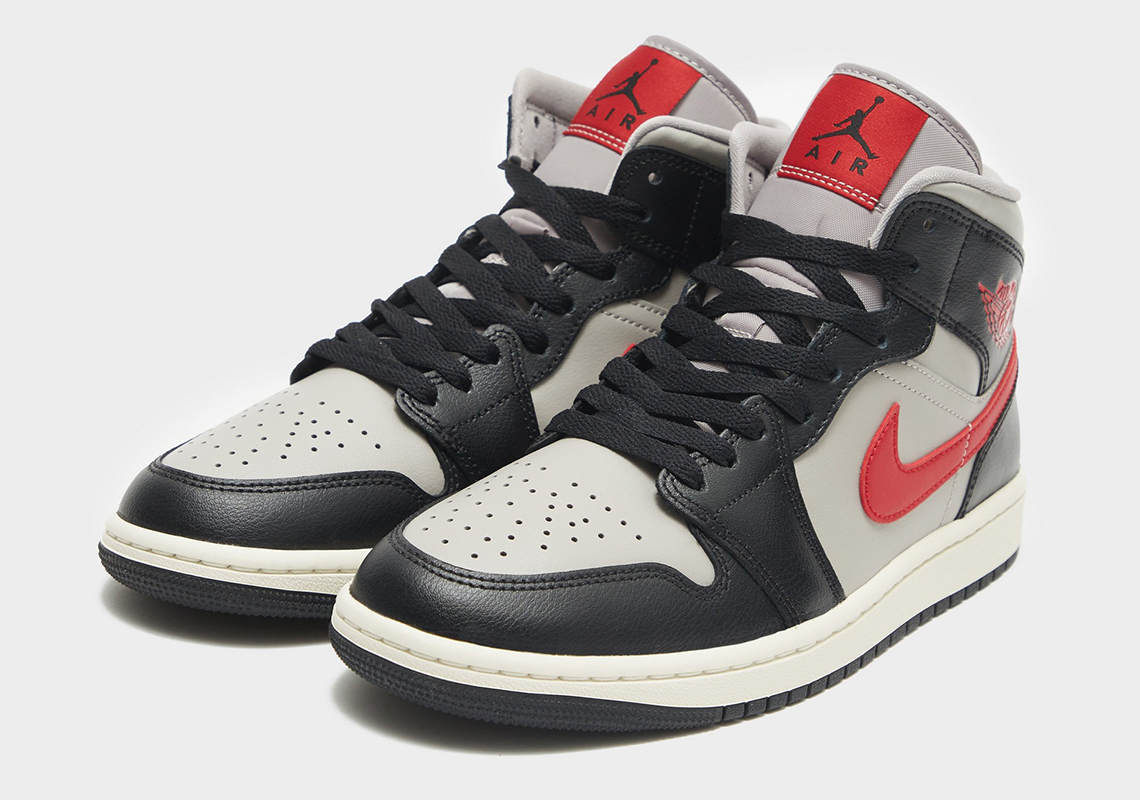 Giày Air Jordan 1 Mid phối màu đen, xám và đỏ ra mắt sắp tới - 2