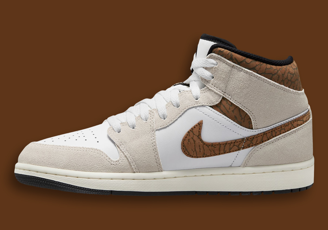 Giày Jordan 1 Mid trang trí hoa văn Elephant Màu Mocha Brown - 2