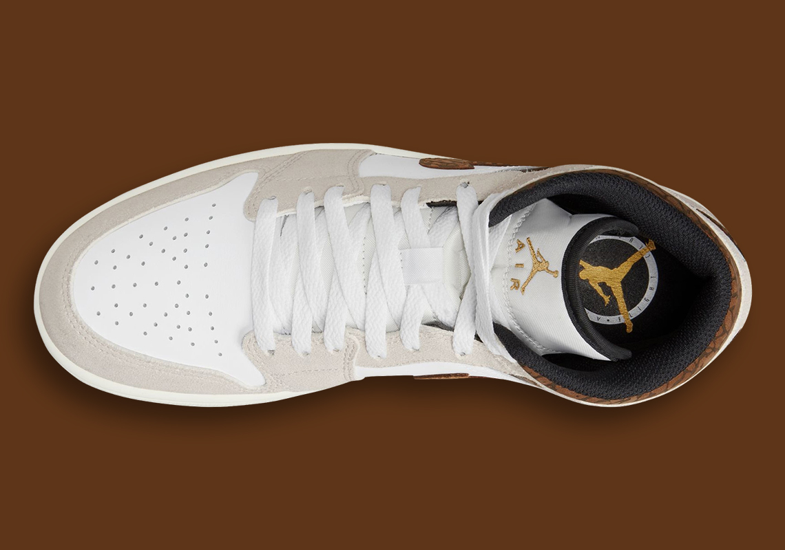 Giày Jordan 1 Mid trang trí hoa văn Elephant Màu Mocha Brown - 3