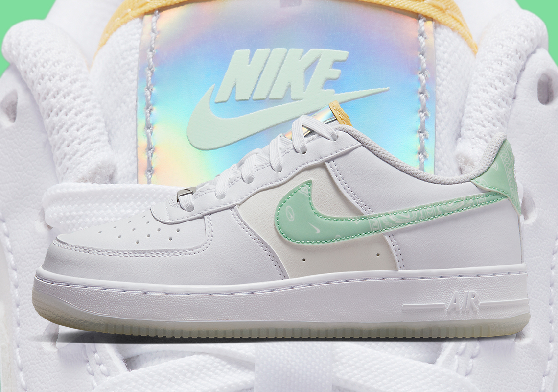 Nike Air Force 1 LV8 GS AF1 Pastel Paisley White Mint Foam Kid Youth  FJ7706-131