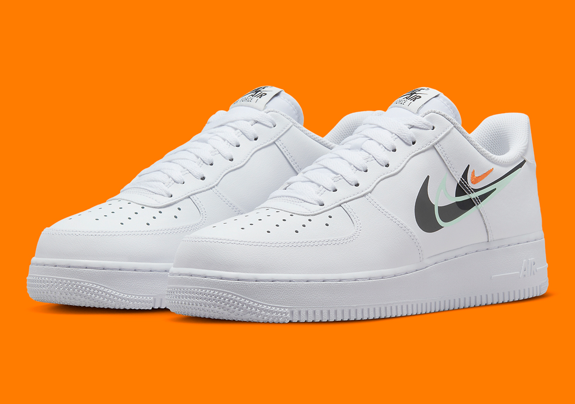 Giày Nike Air Force 1 Low Multi-Swoosh Trắng/Cam: Thiết kế mới với bốn Swooshes. - 1