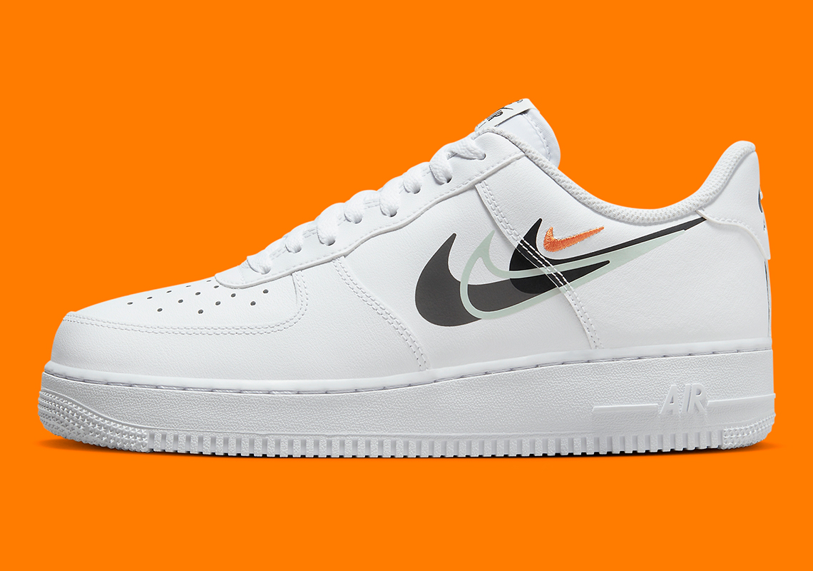 Giày Nike Air Force 1 Low Multi-Swoosh Trắng/Cam: Thiết kế mới với bốn Swooshes. - 2