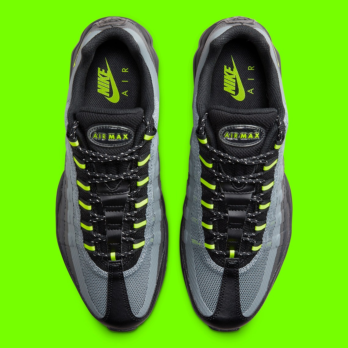 Giày Nike Air Max 95 Ultra phiên bản mới với gam màu đen, xám và neon green. - 4