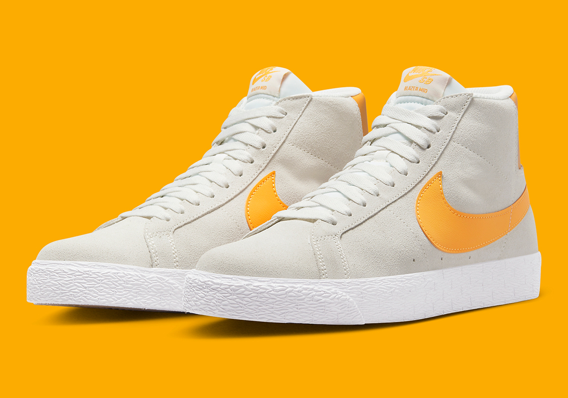 Giày Nike Blazer Mid phối màu Laser Orange trên nền suede Sail và Summit White - 1