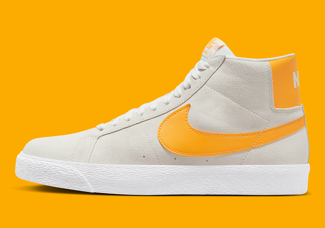 Giày Nike Blazer Mid phối màu Laser Orange trên nền suede Sail và Summit White - 2