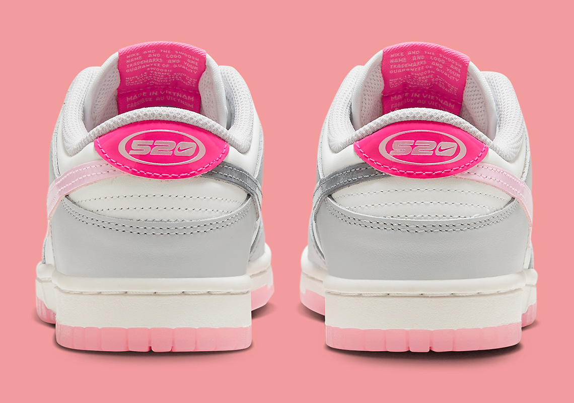 Giày Nike Dunk Low 520 dành cho phụ nữ với chi tiết màu xám và hồng - 5
