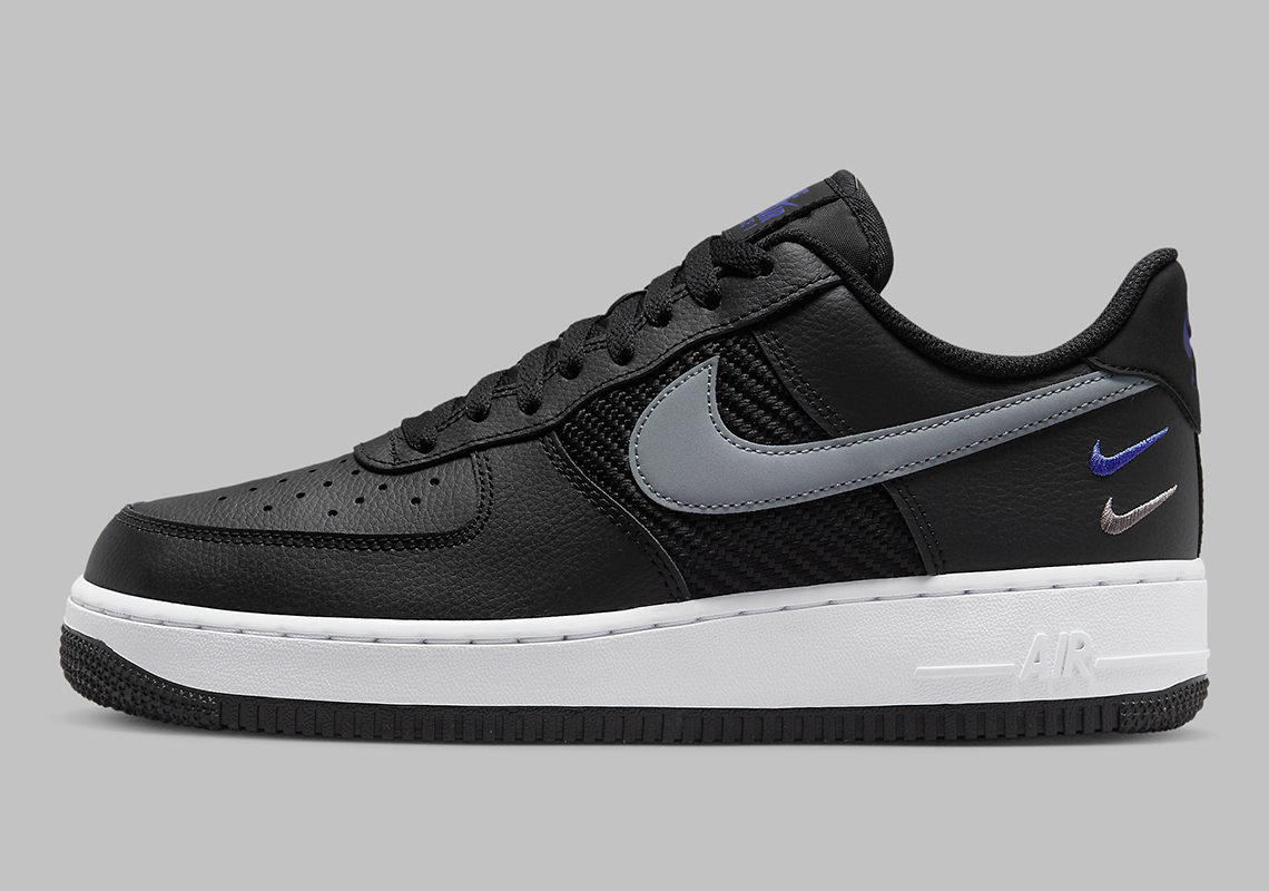 Giày sneaker Nike Air Force 1 Low Triple Swoosh màu đen, logo xám - 3