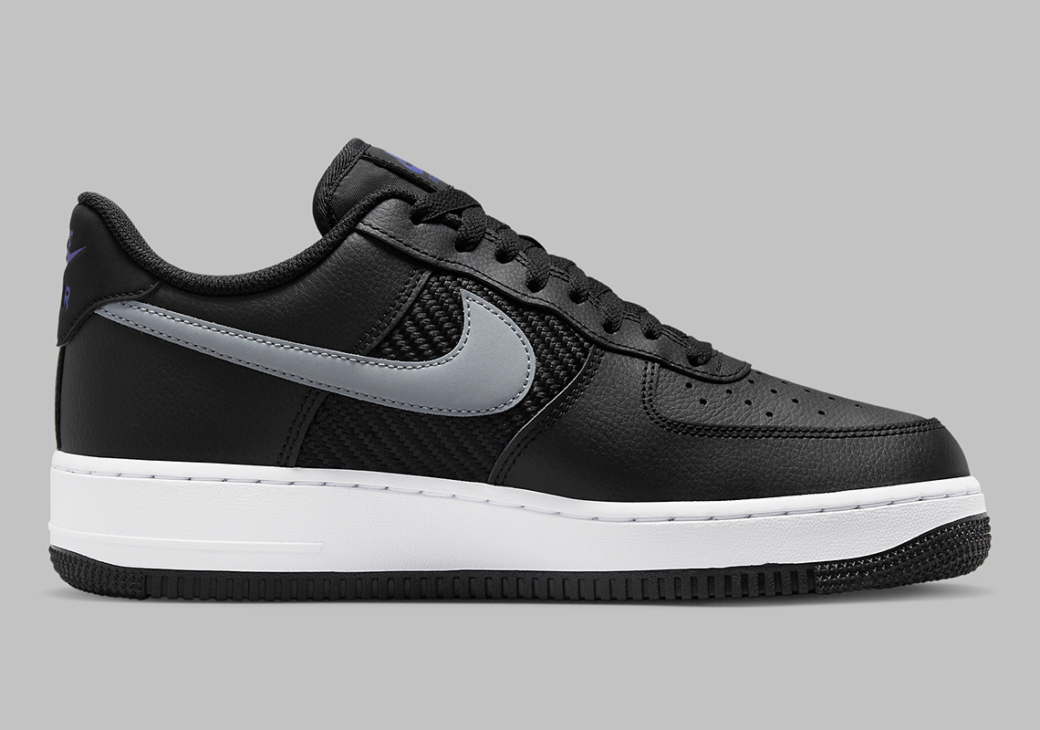 Giày sneaker Nike Air Force 1 Low Triple Swoosh màu đen, logo xám - 4