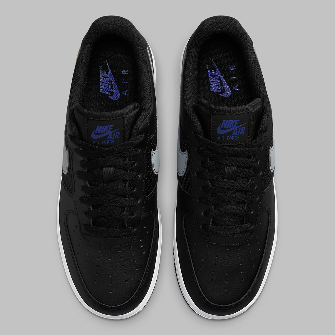 Giày sneaker Nike Air Force 1 Low Triple Swoosh màu đen, logo xám - 7