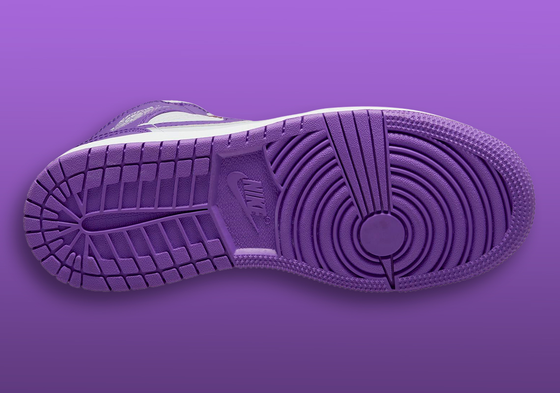 Giới thiệu Air Jordan 1 Mid mới cho trẻ em: Màu trắng tinh khiết và tím quý phái - 4