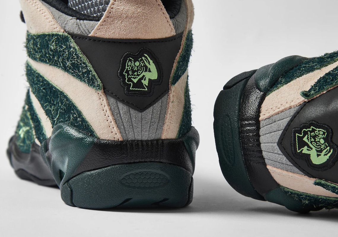 Hình ảnh của đôi giày sneaker Brain Dead x Reebok Shaqnosis với da lộn giống rêu - 5