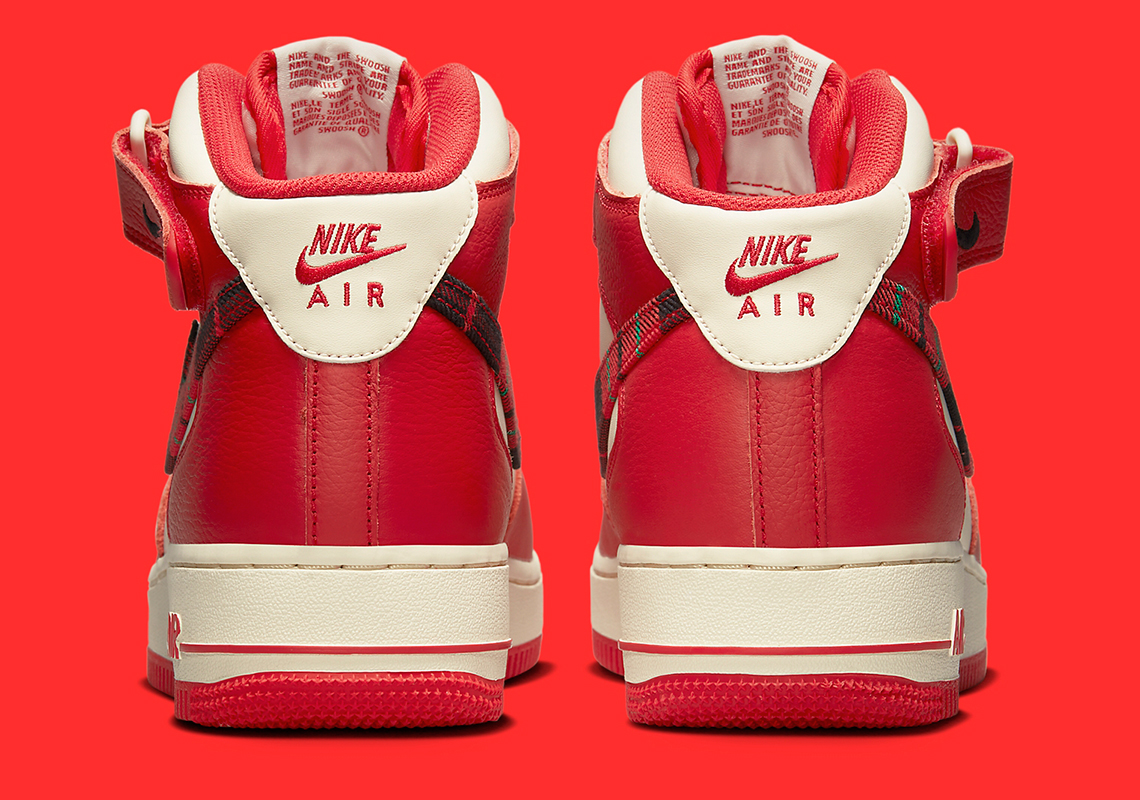 Hình ảnh của đôi giày Sneaker Nike Air Force 1 Mid Plaid màu đỏ - 5