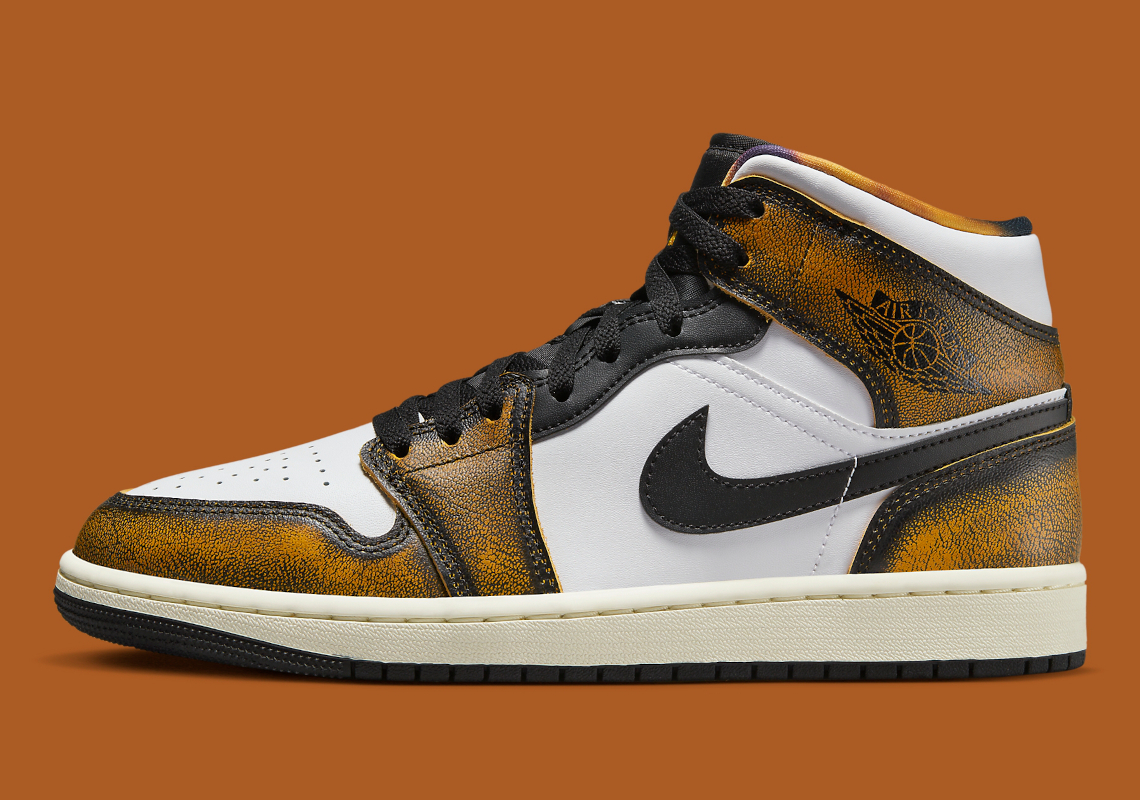 Hình ảnh mới nhất của giày sneaker Air Jordan 1 Mid Wear-Away màu cam  - 2