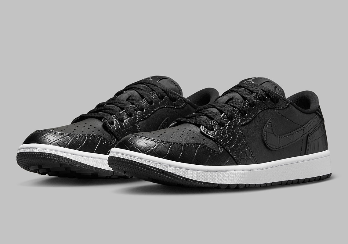 Mẫu Air Jordan 1 Low Golf Black Croc này được bọc bằng da cá sấu màu đen - 2