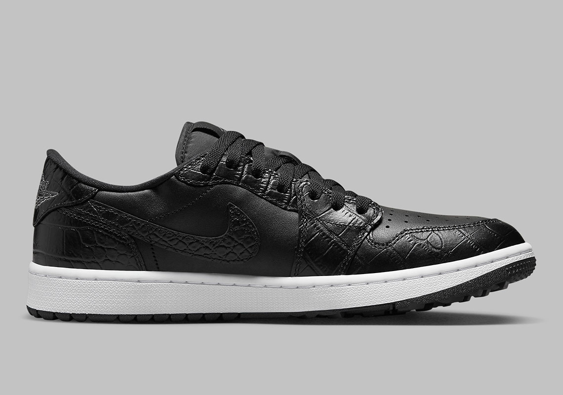 Mẫu Air Jordan 1 Low Golf Black Croc này được bọc bằng da cá sấu màu đen - 4