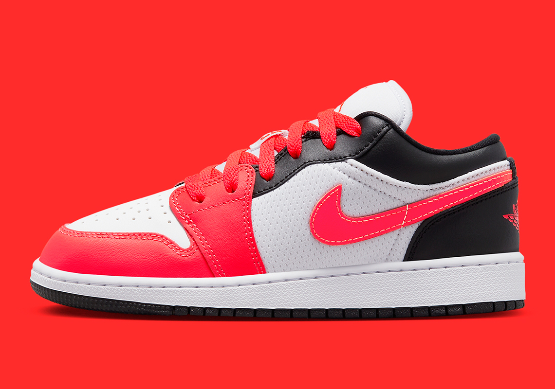 Màu đen và đỏ xen kẽ trên chiếc GS Air Jordan 1 low này - 2