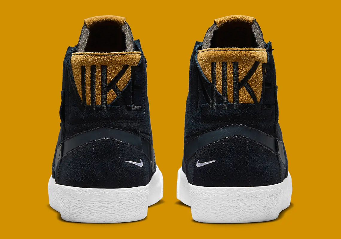 Màu đen và lúa mì tạo nên cấu trúc chắp vá của Nike SB Blazer Mid này - 5