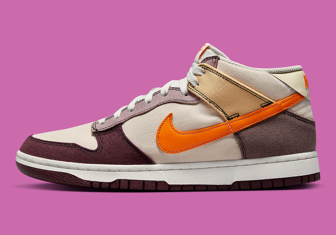 Màu sắc thân thiện với mùa thu xuất hiện trên Nike Dunk Mid phủ vải bạt - 2