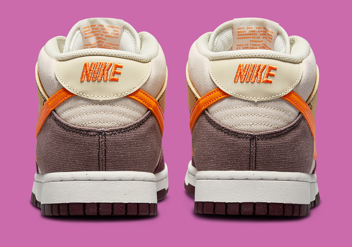Màu sắc thân thiện với mùa thu xuất hiện trên Nike Dunk Mid phủ vải bạt - 5