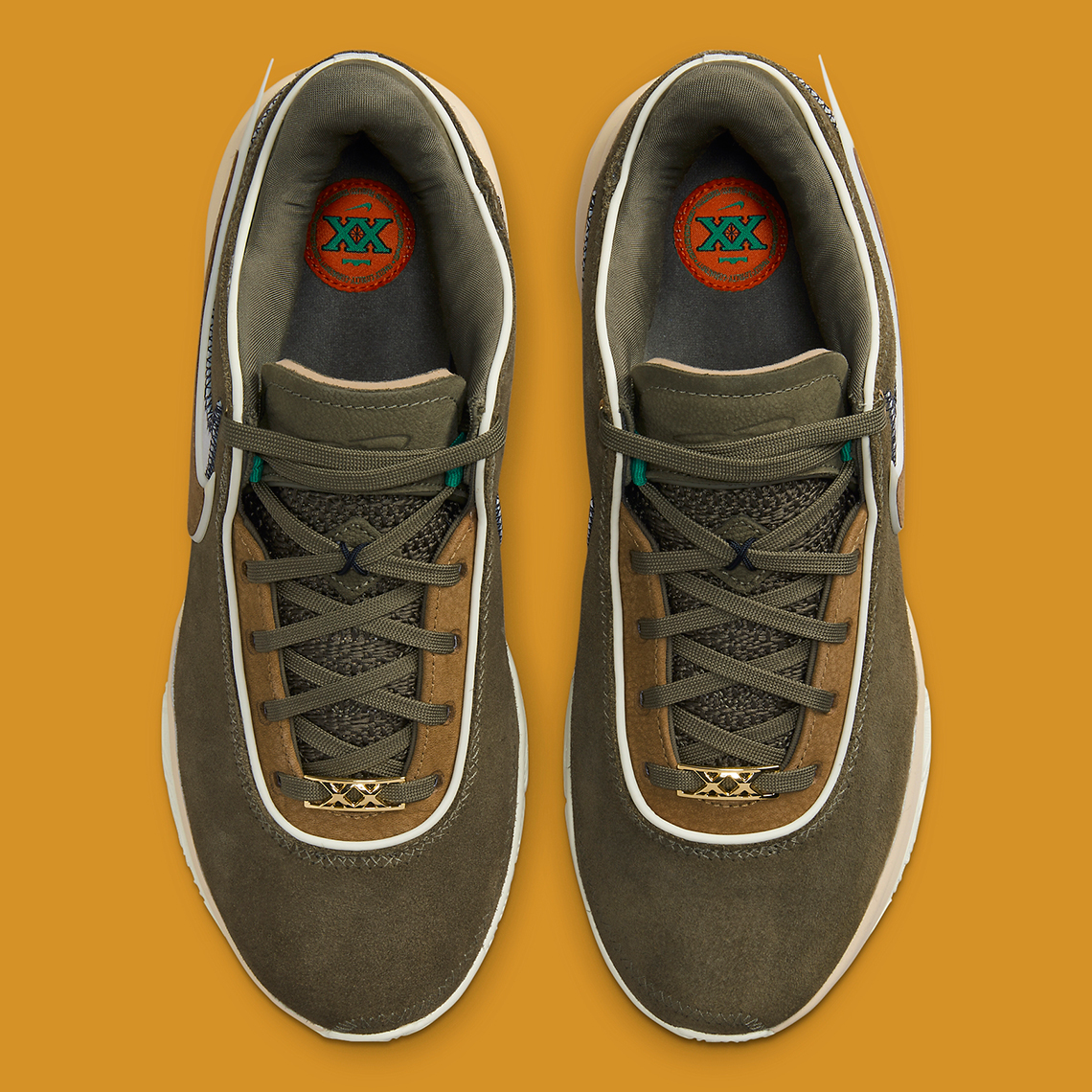 Mẫu sneaker Nike LeBron 20 được bọc bằng da lộn màu ô liu - 4