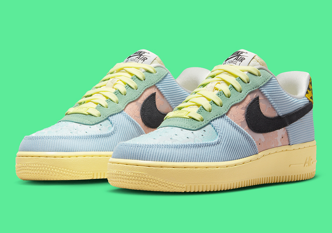 Một loạt các loại vải dệt bao phủ đôi giày Nike Air Force 1 - 1