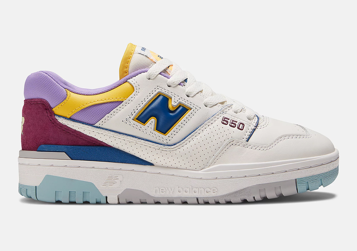 New Balance 550 nhiều màu sắc với các điểm nhấn màu xanh lam, tím và vàng - 1