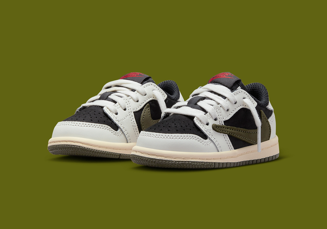 Những hình ảnh chính thức của Travis Scott x Air Jordan 1 Low OG Olive (PS/TD) - 3